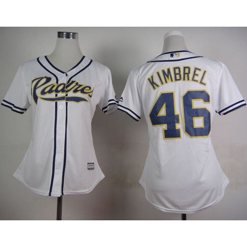 San Diego Padres #46 Craig Kimbrel White Home Women's Stitched Jersey Womens