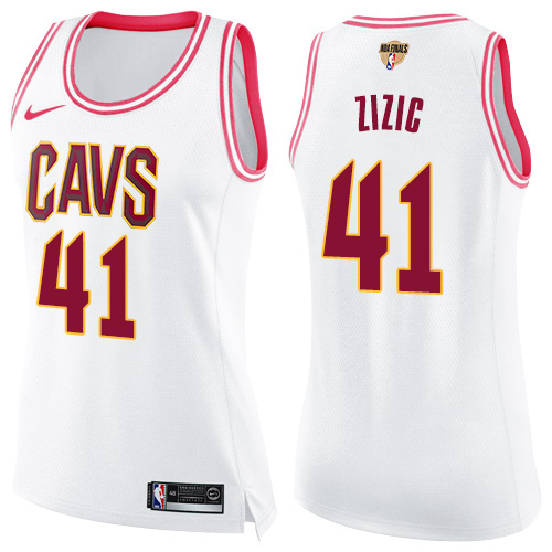 Cleveland Cavaliers #41 Ante Zizic White/Pink The Finals Patch Womens Swingman Fashion Jersey Womens
