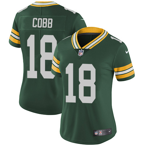 Green Bay Packers #18 Randall Cobb Green Team Color Women's Stitched Vapor Untouchable Limited Jersey Womens