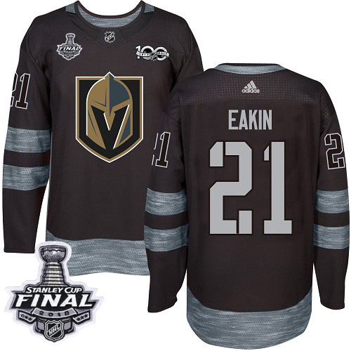 Adidas Golden Vegas Golden Knights #21 Cody Eakin Black 1917-2017 100th Anniversary 2018 Stanley Cup Final Stitched Jersey Men's