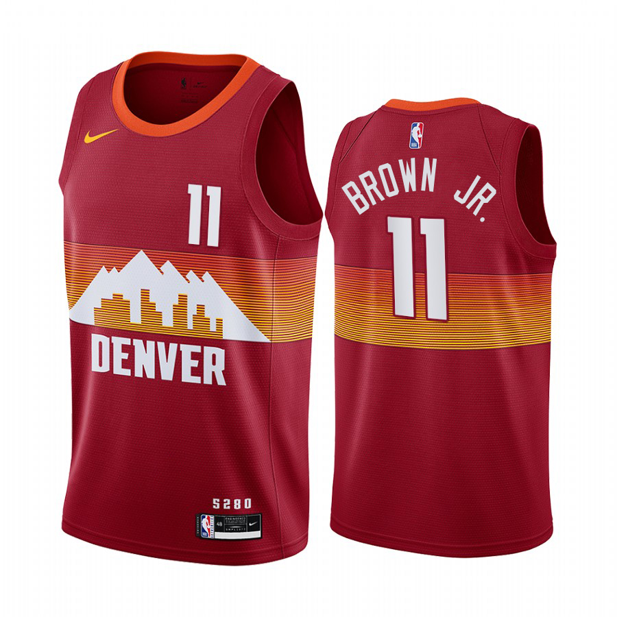 Nuggets #11 Bruce Brown Jr. Red Youth Swingman 2020-21 City Edition Jersey