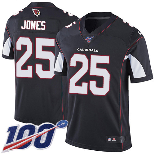 Arizona Cardinals #25 Chris Jones Black Alternate Men's Stitched 100th Season Vapor Limited Jersey Men's