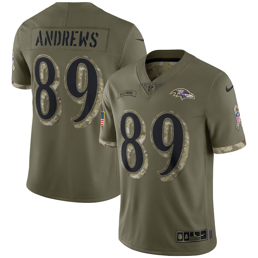 Men's Youth Women Baltimore Ravens #89 Mark Andrews 2022 Salute To Service Limited Jersey - Olive