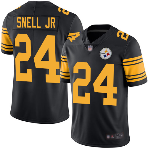 Pittsburgh Steelers #24 Benny Snell Jr. Black Youth Stitched Limited Rush Jersey Youth