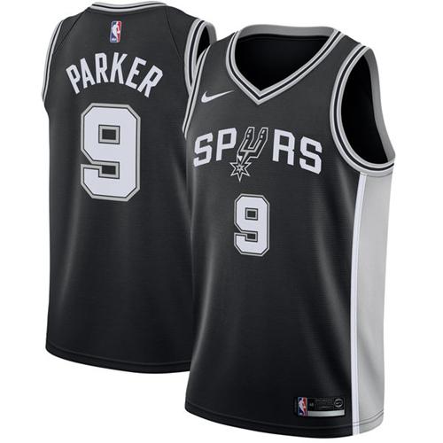 San Antonio Spurs #9 Tony Parker Black Swingman Icon Edition Jersey Mens