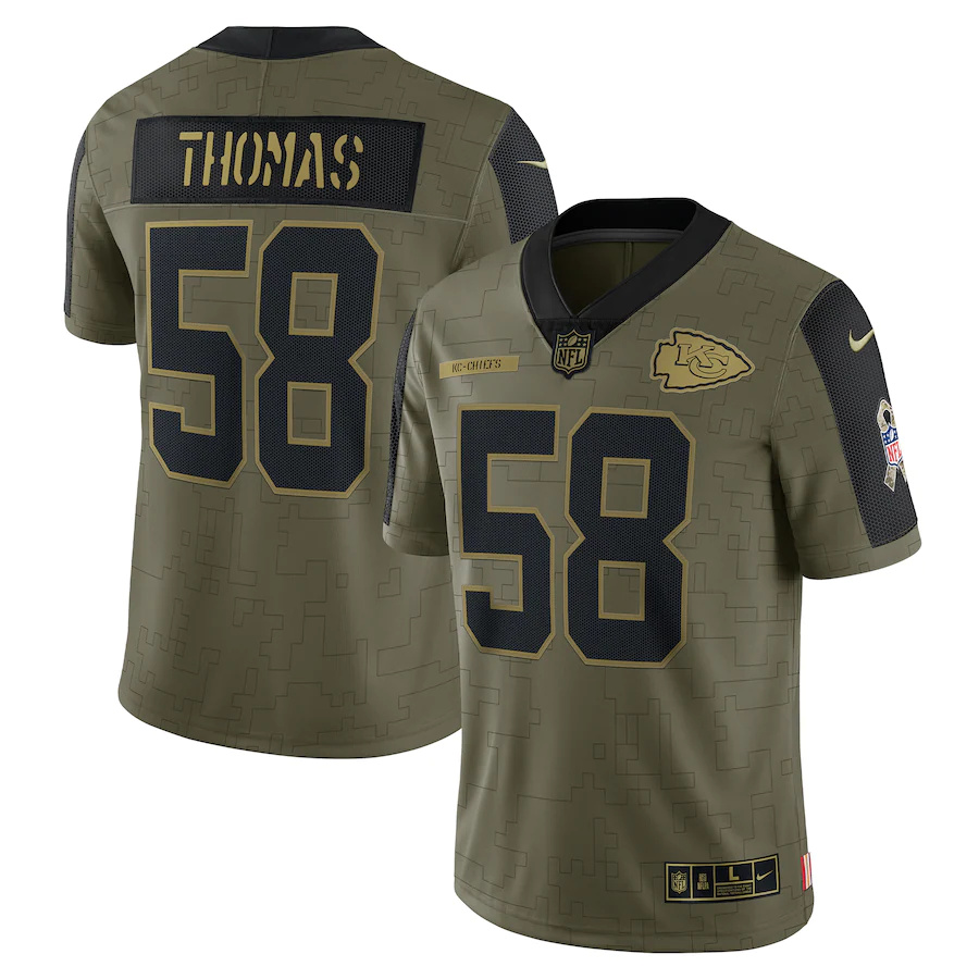 Kansas City Chiefs #58 Derrick Thomas Olive 2021 Salute To Service Limited Player Jersey
