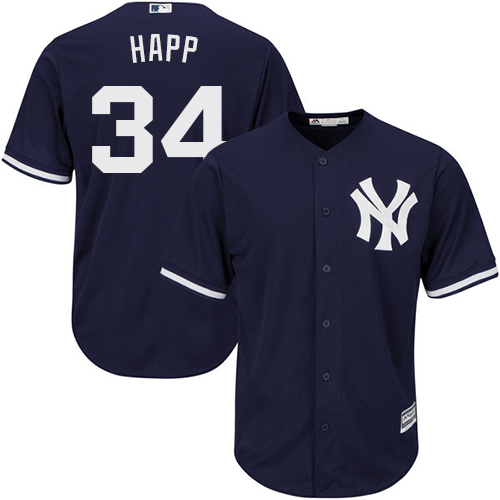 New York Yankees #34 J.A. Happ Navy Blue New Cool Base Stitched Youth Jersey Youth