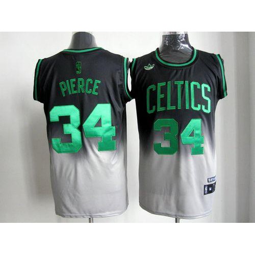 Boston Celtics #34 Paul Pierce Black/Grey Fadeaway Fashion Stitched Jersey Mens