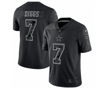 Men's Womens Youth Kids Dallas Cowboys #7 Trevon Diggs Black Reflective Limited Jersey