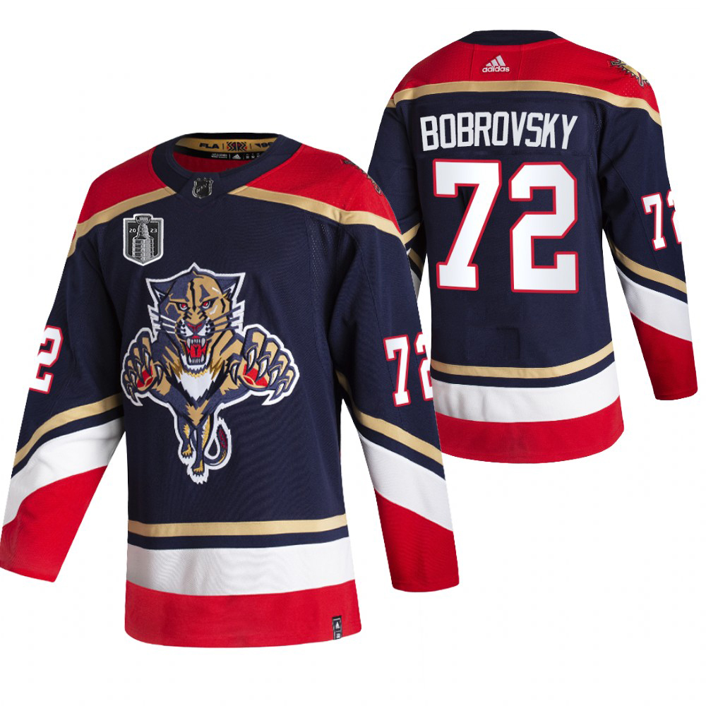 Florida Panthers #72 Sergei Bobrovsky Black 2023 Stanley Cup Final Patch Men's Adidas 2020-21 Reverse Retro Alternate Jersey