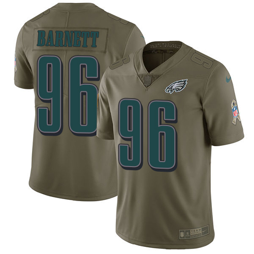 Philadelphia Eagles #96 Derek Barnett Olive Men's Stitched Limited 2017 Salute To Service Jersey Men's