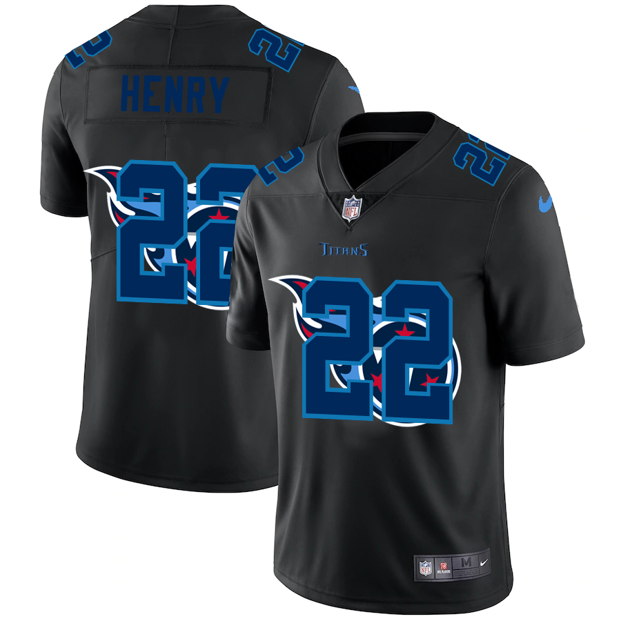 Tennessee Titans #22 Derrick Henry Men's Team Logo Dual Overlap Limited Jersey Black