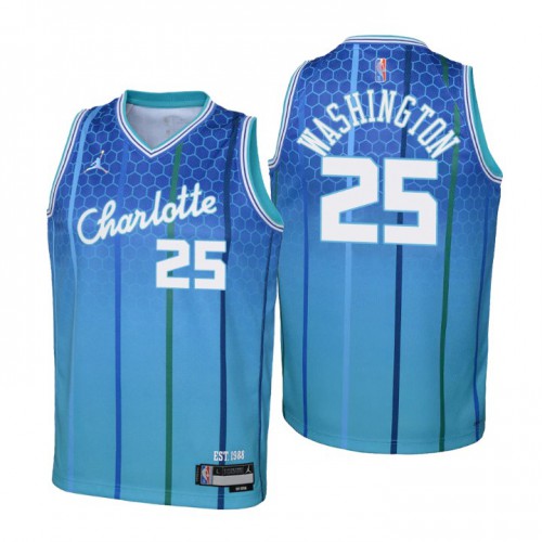 Charlotte Charlotte Hornets #25 P.J. Washington Youth Blue 2021/22 Swingman Jersey - City Edition Youth