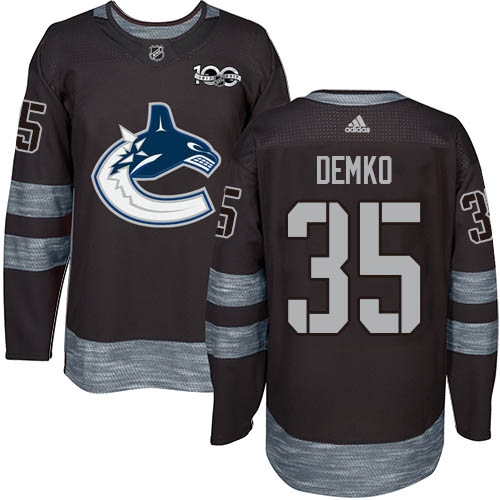 Adidas Vancouver Canucks #35 Thatcher Demko Black 1917-2017 100th Anniversary Stitched Jersey Men's