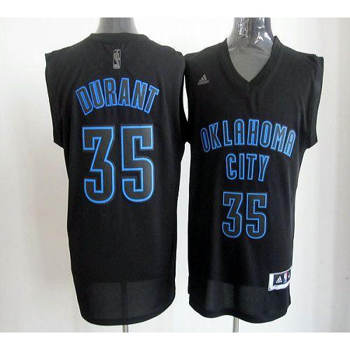 Oklahoma City Thunder #35 Kevin Durant Black on Black Stitched Jersey Mens