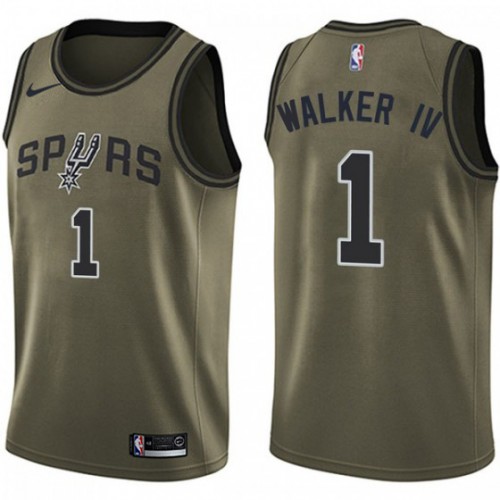 San Antonio Spurs #1 Lonnie Walker IV Green Swingman Salute to Service Jersey Mens