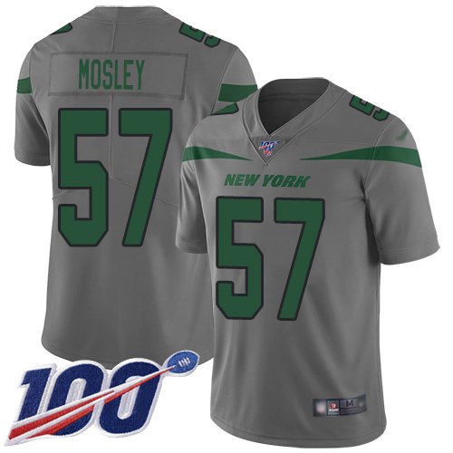 Jets #57 C.J. Mosley Gray Men's Stitched Limited Inverted Legend 100th Season Jersey