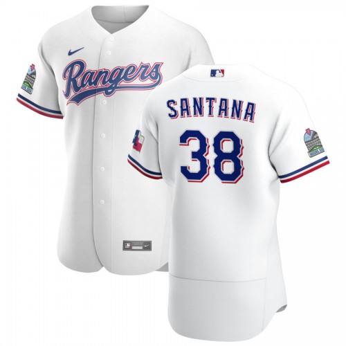 Texas Texas Rangers #38 Danny Santana Men's White Home 2020 Authentic Patch Player Jersey Men's
