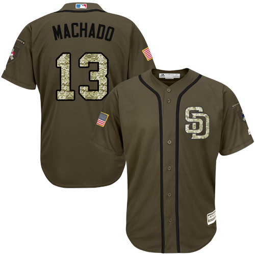 San Diego Padres #13 Manny Machado Green Salute to Service Stitched Youth Jersey Youth