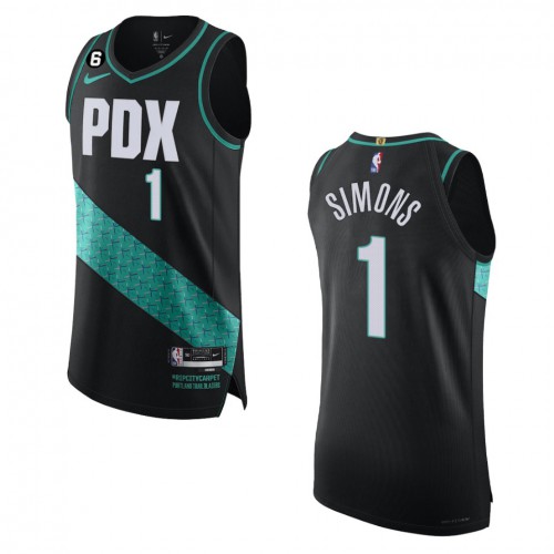 Portland Trail Portland Trail Blazers #1 Anfernee Simons Black 2022-23 Authentic Jersey - City Edition Mens