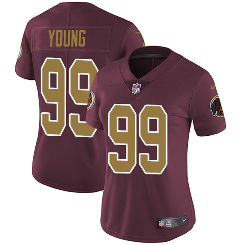 Commanders #99 Chase Young Burgundy Red Alternate Women's Stitched Vapor Untouchable Limited Jersey
