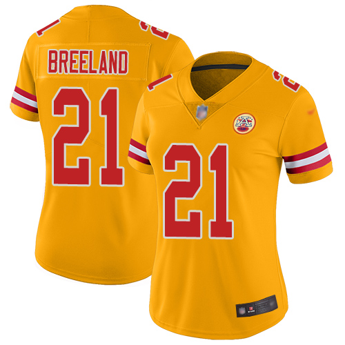 Kansas City Chiefs #21 Bashaud Breeland Gold Women's Stitched Limited Inverted Legend Jersey Womens