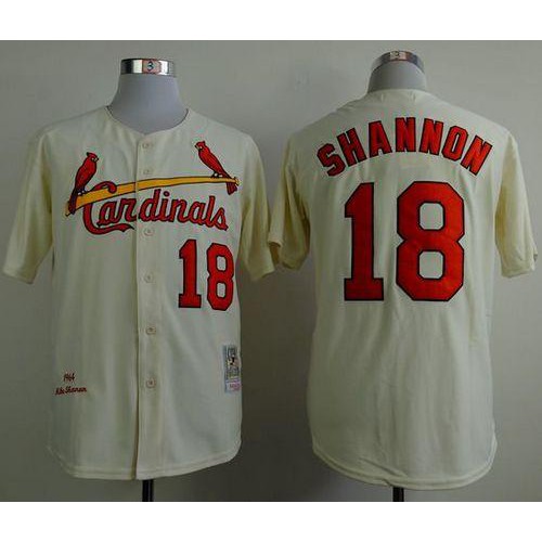 Mitchell And Ness 1964 St.Louis Cardinals #18 Mike Shannon Cream Stitched Jersey Men's