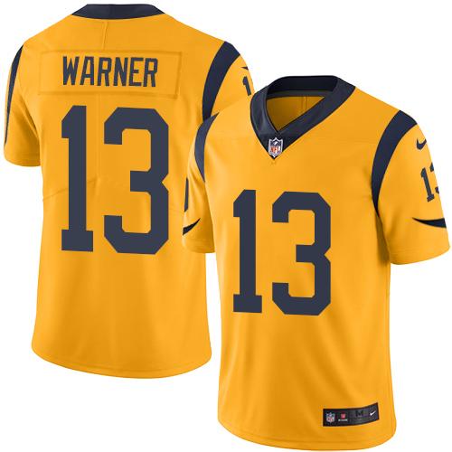 Los Angeles Rams #13 Kurt Warner Gold Youth Stitched Limited Rush Jersey Youth