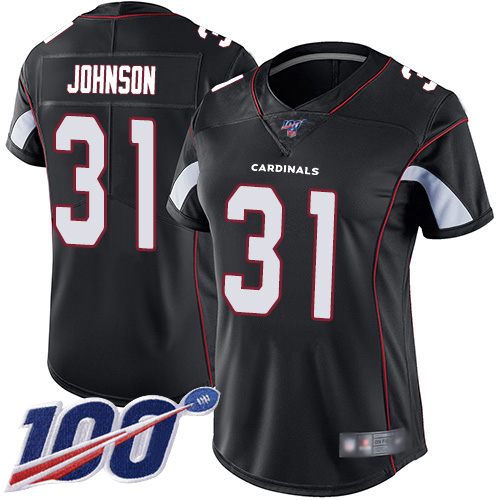 Arizona Cardinals #31 David Johnson Black Alternate Women's Stitched 100th Season Vapor Limited Jersey Womens