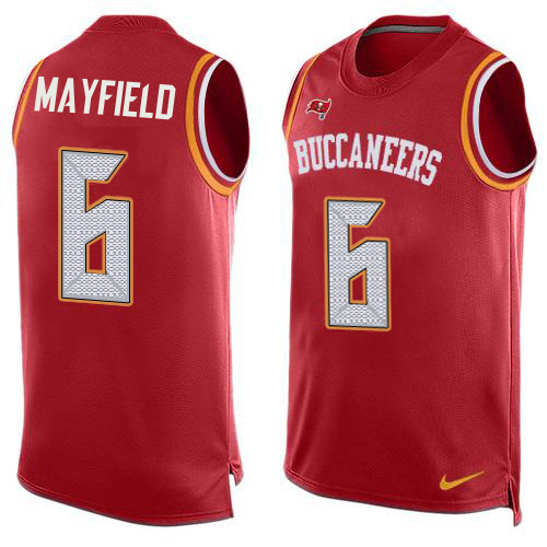 Buccaneers #6 Baker Mayfield Red Team Color Men's Stitched Limited Tank Top Jersey