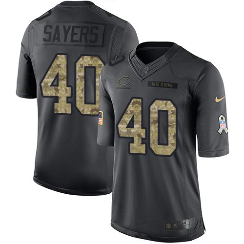 Chicago Bears #40 Gale Sayers Black Men's Stitched Limited 2016 Salute to Service Jersey Men's