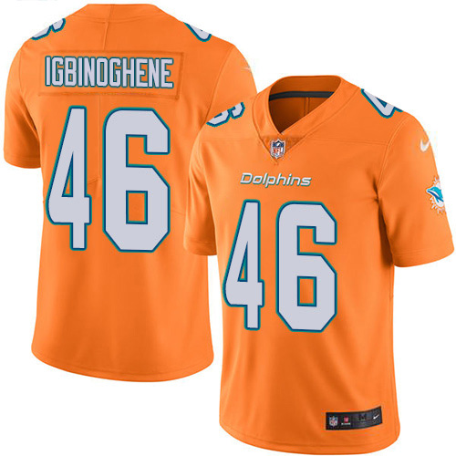 Miami Dolphins #46 Noah Igbinoghene Orange Green Youth Stitched Limited Rush Jersey Youth