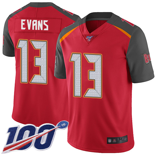 Buccaneers #13 Mike Evans Red Team Color Men's Stitched 100th Season Vapor Limited Jersey