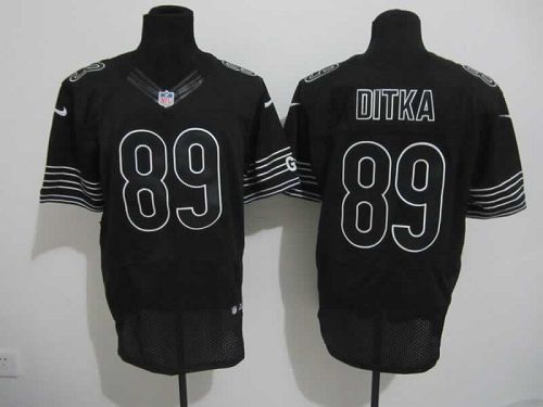 Bears #89 Mike Ditka Black Shadow Men's Stitched Elite Jersey