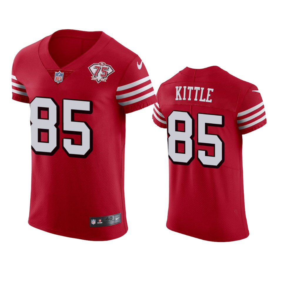 49ers #85 George Kittle Red Rush Men's 75th Anniversary Stitched Vapor Untouchable Elite Jersey