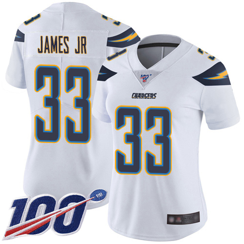 Chargers #33 Derwin James Jr White Women's Stitched 100th Season Vapor Limited Jersey