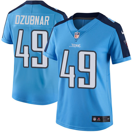 Tennessee Titans #49 Nick Dzubnar Light Blue Women's Stitched Limited Rush Jersey Womens