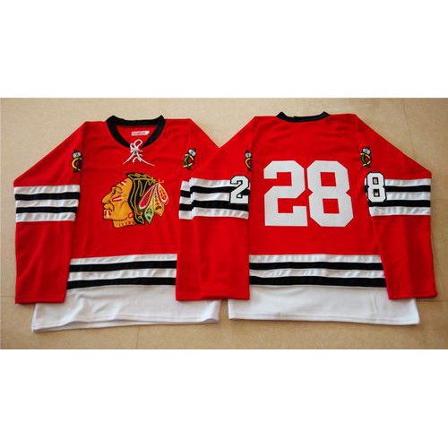 Mitchell And Ness 1960-61 Chicago Blackhawks #28 Steve Larmer Red Stitched Jersey Men's