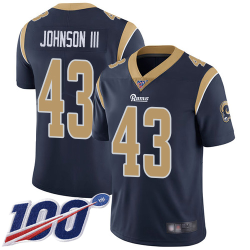 Los Angeles Rams #43 John Johnson III Navy Blue Team Color Men's Stitched 100th Season Vapor Limited Jersey Men's