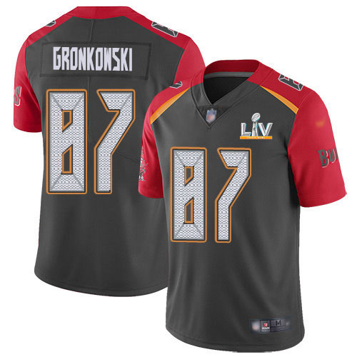 Buccaneers #87 Rob Gronkowski Gray Men's Super Bowl LV Bound Stitched Limited Inverted Legend Jersey