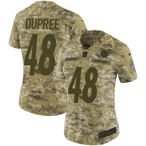 Pittsburgh Steelers #48 Bud Dupree Camo Women's Stitched Limited 2018 Salute to Service Jersey Womens