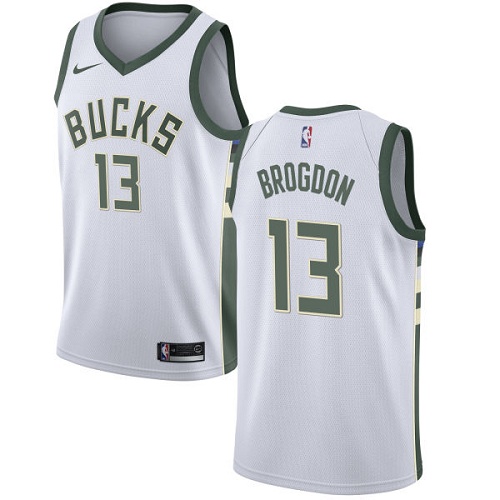 Milwaukee Bucks #13 Malcolm Brogdon White Womens Swingman Association Edition Jersey Womens