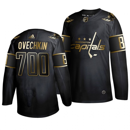 Washington Washington Capitals #8 Alexander Ovechkin Men's Adidas 700 Goals Career Black Golden Editon Limited Stitched Jersey Men's