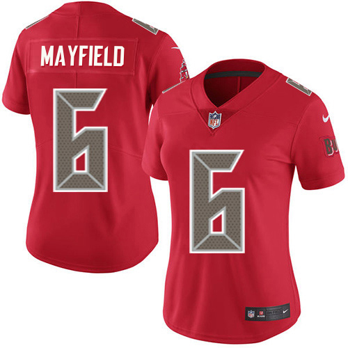Buccaneers #6 Baker Mayfield Red Women's Stitched Limited Rush Jersey