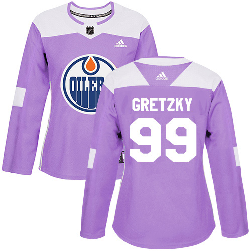 Adidas Edmonton Oilers #99 Wayne Gretzky Purple Authentic Fights Cancer Women's Stitched Jersey Womens