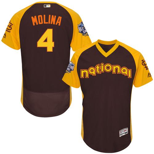 St.Louis Cardinals #4 Yadier Molina Brown Flexbase Authentic Collection 2016 All-Star National League Stitched Jersey Men's