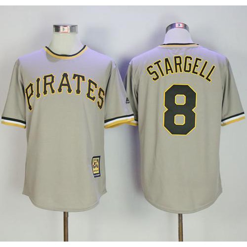 Mitchell And Ness Pittsburgh Pirates #8 Willie Stargell Grey Throwback Stitched Jersey Men's