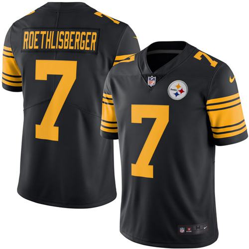 Pittsburgh Steelers #7 Ben Roethlisberger Black Youth Stitched Limited Rush Jersey Youth