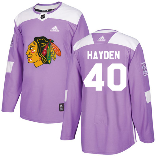Adidas Chicago Blackhawks #40 John Hayden Purple Authentic Fights Cancer Stitched Jersey Men's