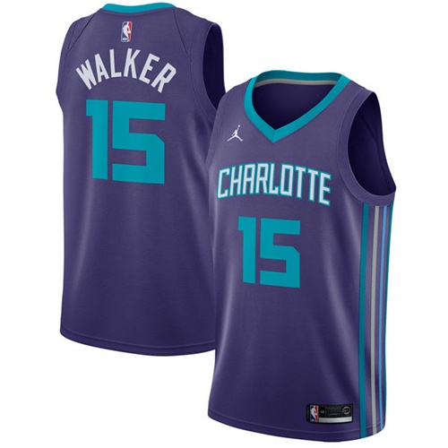 Charlotte Hornets #15 Kemba Walker Purple Jordan Swingman Statement Edition Jersey Mens